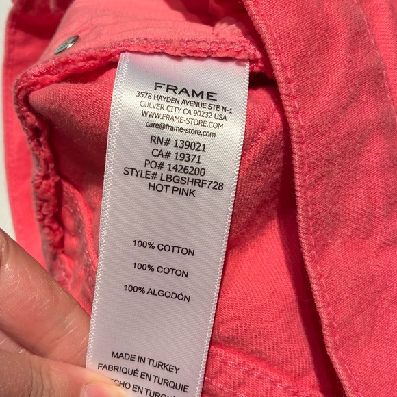 NWT FRAME Le Brigette Denim Shorts Raw Hem in Hot Pink Size 27 - Picture 11 of 11